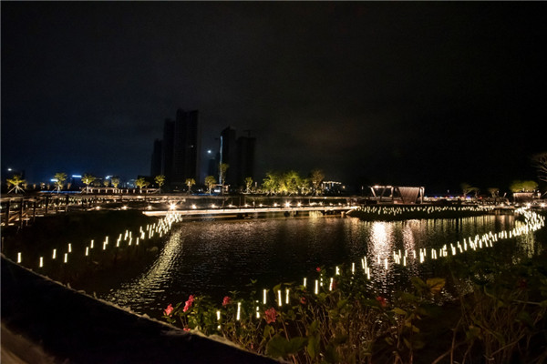Cuihun puisto, Cuihengin uusi alue, Zhongshan-WANJINin valaistus- ja valaistusprojekti (4)